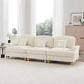 Sofa vutizal, Weiß, Elegantes Mid-Century Cloud 3-Sitzer in, Chenille Stoff mit Trichter-Armlehnen, abnehmbare Rüschenschürze für 2 Designs