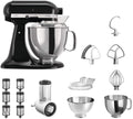 KitchenAid Reiben, Schwarz, Küchenmaschine Artisan 5KSM175PS Veggie S Paket, mit TOP Zubehör: Gemüseschneider mit drei Trommeln sowie