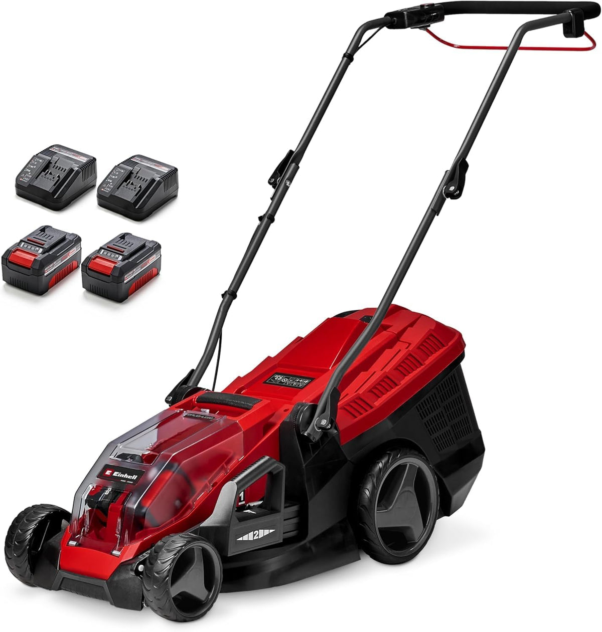 Einhell Rasenmäher, 4,0 Ah, 36 cm, 400 m, 75 mm, Rot/Schwarz, Akku- GE-cm 36/36 Li Kit Power X-Change (36 V, Schnittbreite