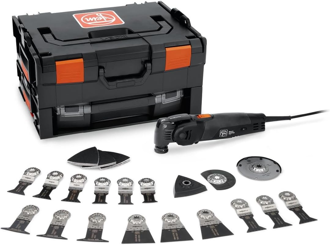 FEIN Oszillierwerkzeuge, 450 W, Rot, Schleifen, Schneiden, Anti-Vibrationssystem, Aufnahme StarlockMax, QuickIN Werkzeugwechsel